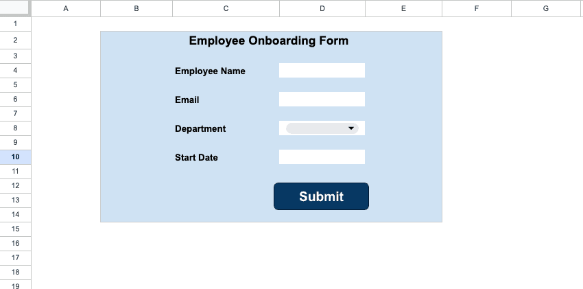 Form submit button screenshot