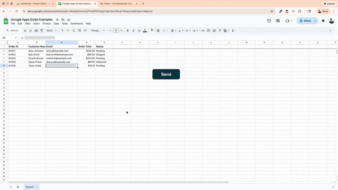 Gmail App Script Example