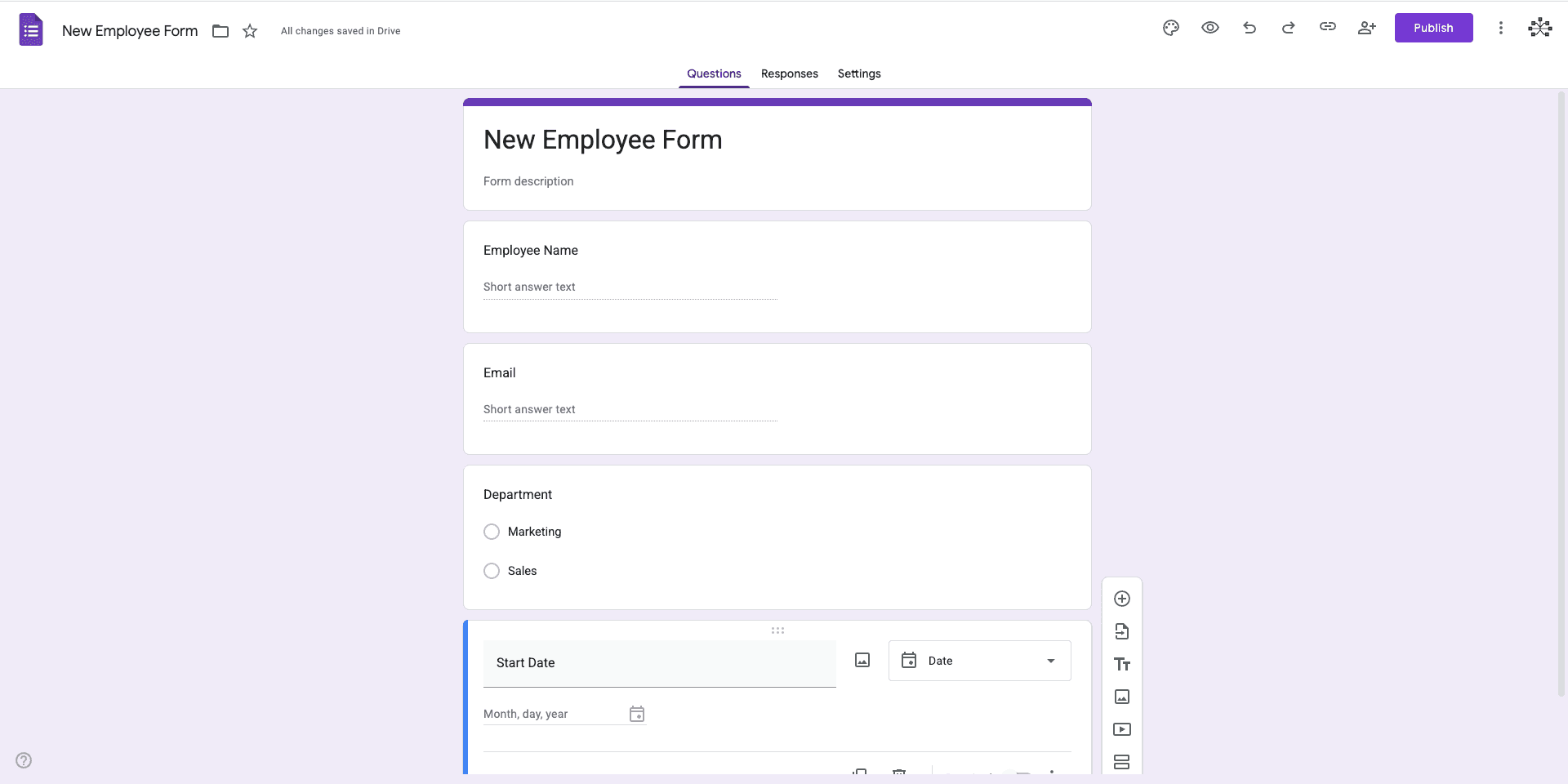 Google Forms screenshot