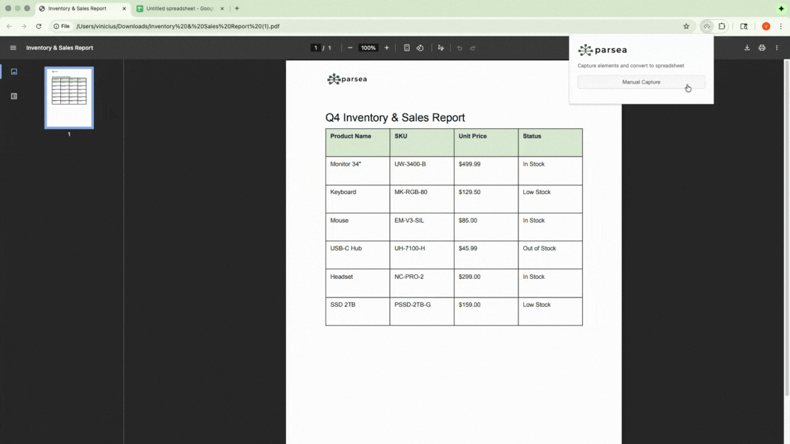Parsea Chrome Extension