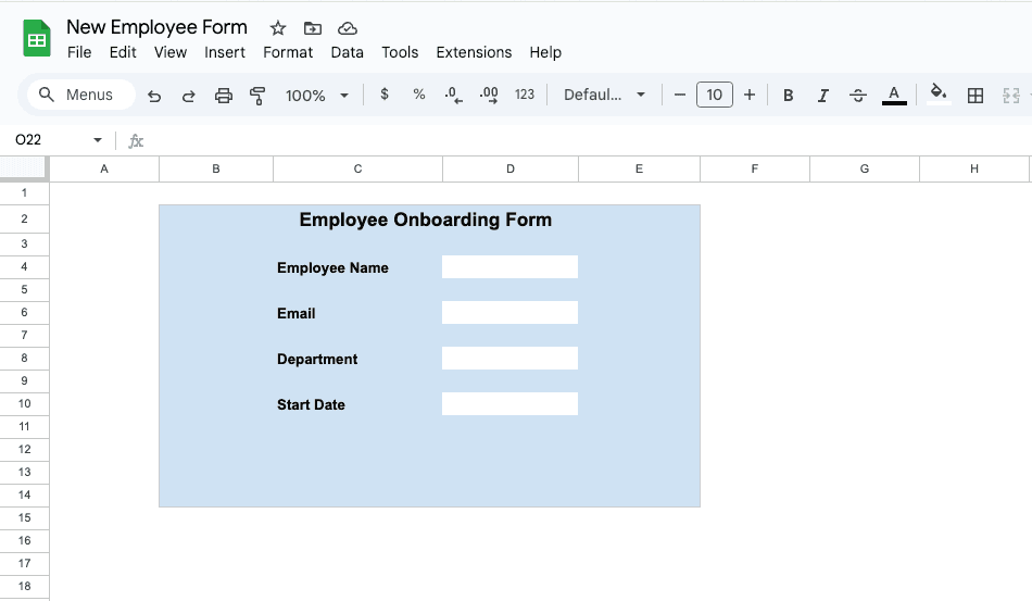 Form styling screenshot