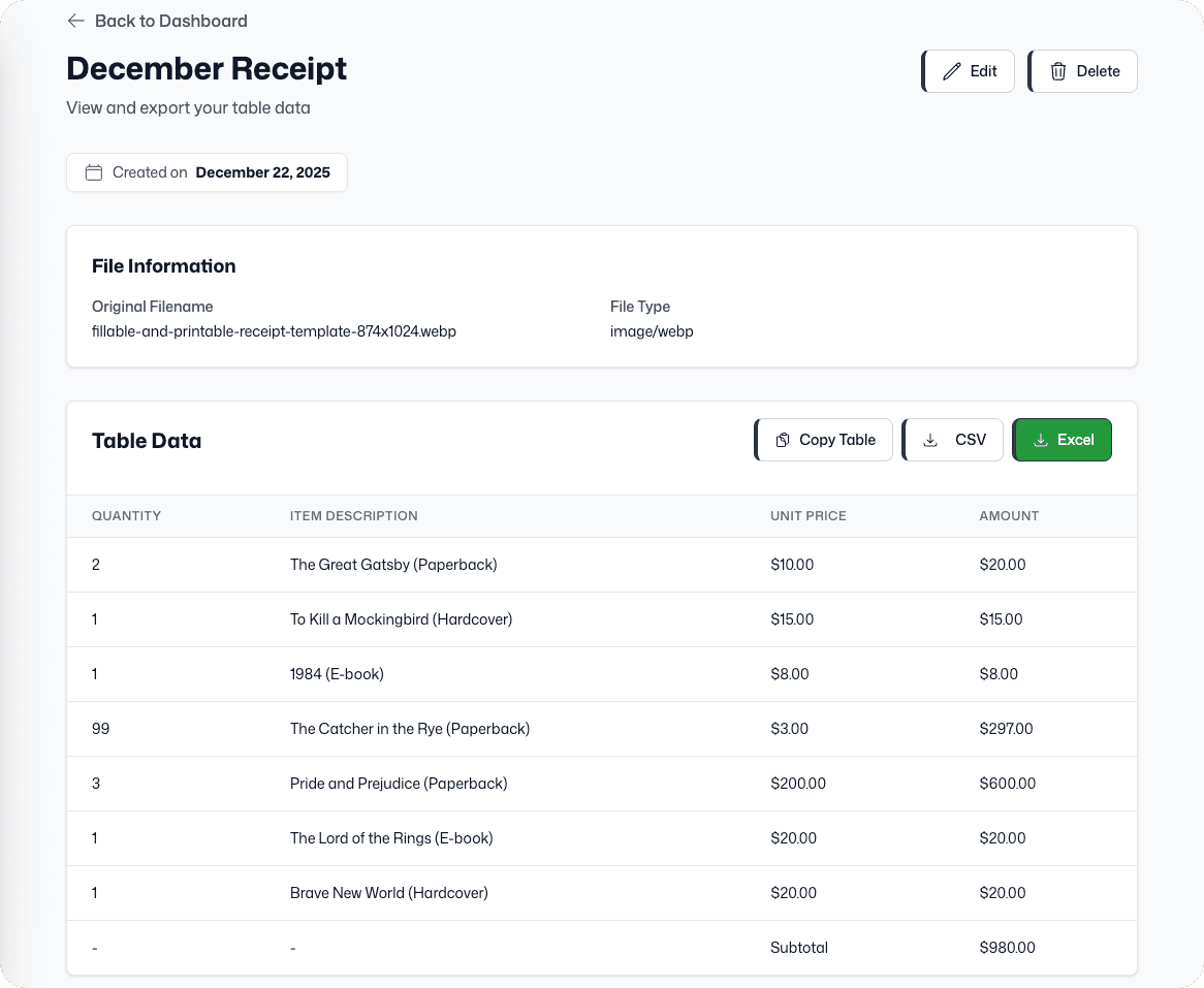 Get Your Spreadsheet